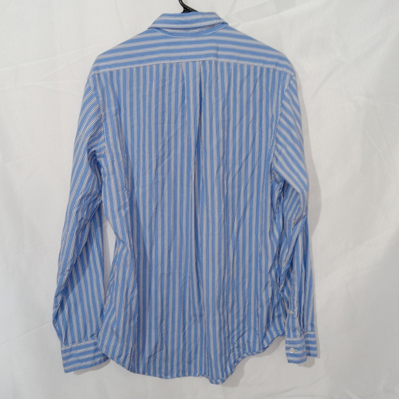 Ralph Lauren Mens L Custom Fit Striped Button Down Shirt Blue White Long Sleeve - Picture 5 of 10